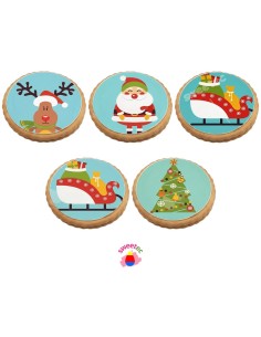 Weihnachtskekse 6,5 cm mit essbarem Druck - Rentier,...