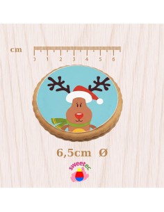 Weihnachtskekse 6,5 cm mit essbarem Druck - Rentier,... 2