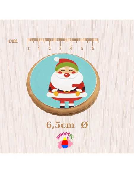 Weihnachtskekse 6,5 cm mit essbarem Druck - Rentier, Weihnachtsmann, Schlitten, Schneemann, Baum