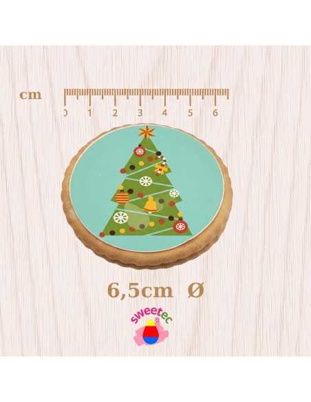 Weihnachtskekse 6,5 cm mit essbarem Druck - Rentier, Weihnachtsmann, Schlitten, Schneemann, Baum