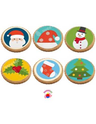 Weihnachtskekse 6,5 cm mit essbarem Druck -...