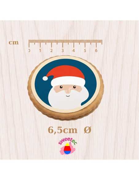 Weihnachtskekse 6,5 cm mit essbarem Druck - Weihnachtsmann, Mütze, Schneemann, Mistelzweig, Strumpf, Baum