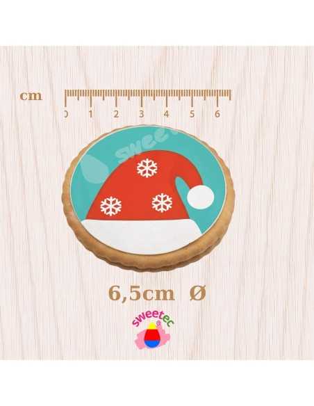 Weihnachtskekse 6,5 cm mit essbarem Druck - Weihnachtsmann, Mütze, Schneemann, Mistelzweig, Strumpf, Baum