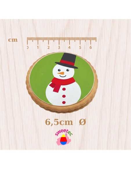 Weihnachtskekse 6,5 cm mit essbarem Druck - Weihnachtsmann, Mütze, Schneemann, Mistelzweig, Strumpf, Baum