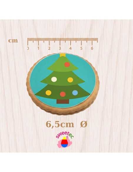 Weihnachtskekse 6,5 cm mit essbarem Druck - Weihnachtsmann, Mütze, Schneemann, Mistelzweig, Strumpf, Baum