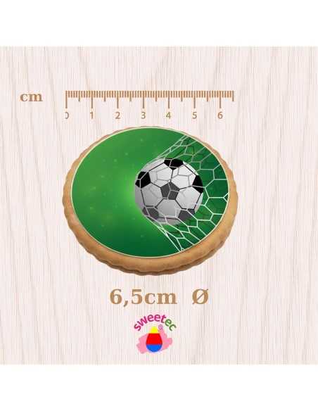 Fertiges Gebäck 6,5 cm mit essbarem Druck - Fußball