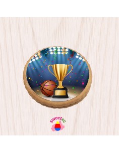 Fertiges Gebäck 6,5 cm mit essbarem Druck - Basketball