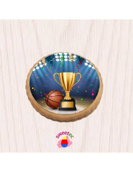 Fertiges Gebäck 6,5 cm mit essbarem Druck - Basketball