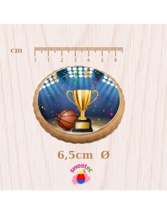 Fertiges Gebäck 6,5 cm mit essbarem Druck - Basketball 2