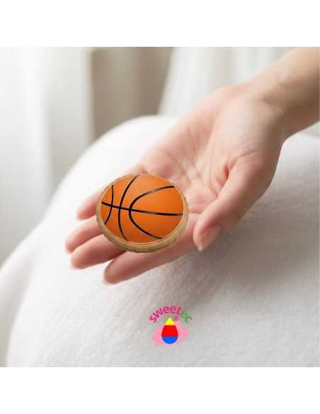 Fertiges Gebäck 6,5 cm mit essbarem Druck - Basketball