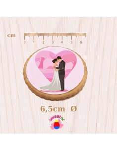 Fertiges Gebäck 6,5 cm mit essbarem Druck - Hochzeit 2