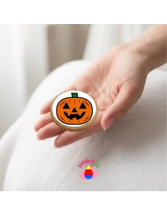 Fertiges Gebäck 6,5 cm mit essbarem Druck - Halloween-Kürbis 2