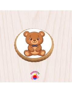 Fertiges Gebäck 6,5 cm mit essbarem Druck - Teddybär