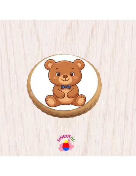 Fertiges Gebäck 6,5 cm mit essbarem Druck - Teddybär
