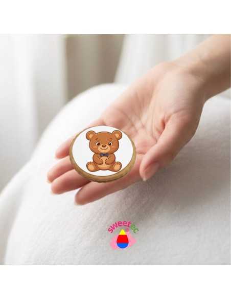Fertiges Gebäck 6,5 cm mit essbarem Druck - Teddybär