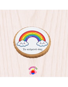 Fertiges Gebäck 6,5 cm mit essbarem Druck - Regenbogen