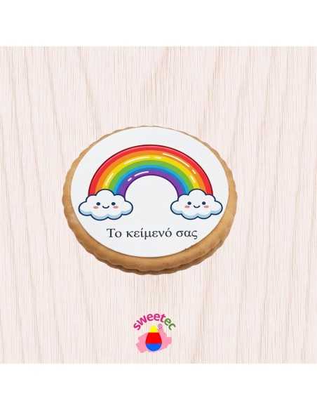 Fertiges Gebäck 6,5 cm mit essbarem Druck - Regenbogen