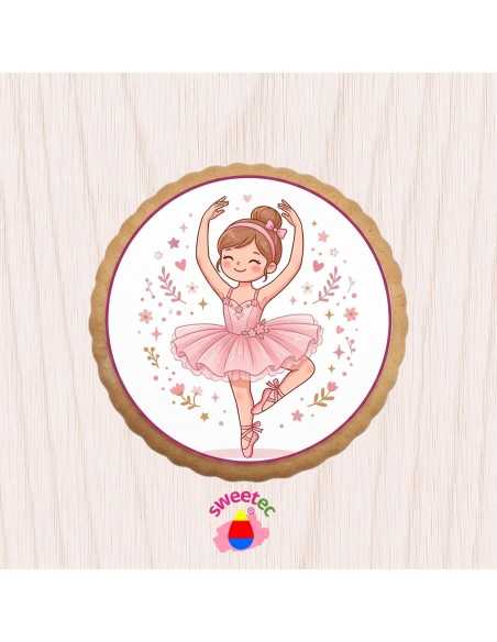 Fertiges Gebäck 6,5 cm mit essbarem Druck - Ballerina