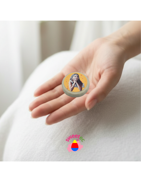 Fotokekse 4,5 cm Ø mit Schokoladenüberzug und essbarem Foto- oder Logodruck