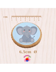 Fertiges Gebäck 6,5 cm mit essbarem Druck - Elefant