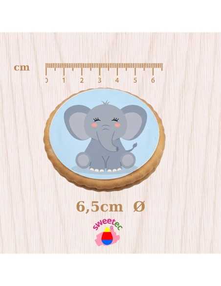 Fertiges Gebäck 6,5 cm mit essbarem Druck - Elefant