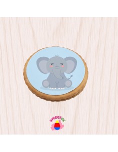 Fertiges Gebäck 6,5 cm mit essbarem Druck - Elefant 2