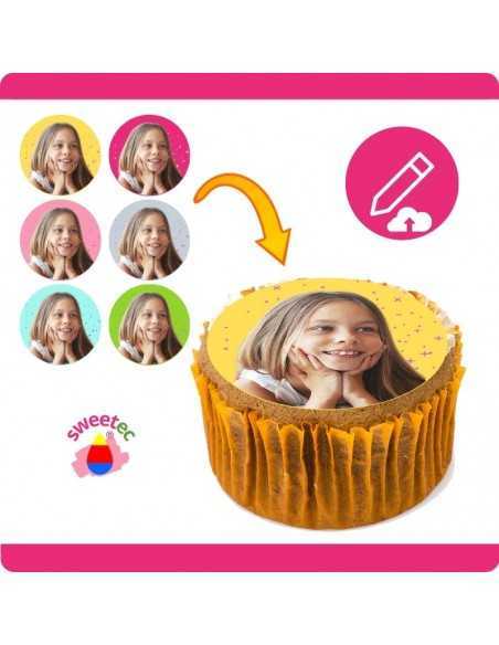 Laden Sie verschiedene Bilder auf das gleiche Blatt hoch und gestalten Sie online Ihren Muffinaufleger