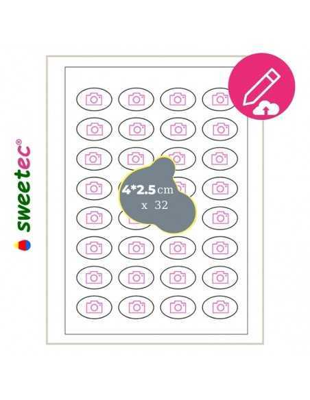 Gestalten Sie selbst Ihren eigenen oval 4x2.5cm individuell essbarer Druck auf Schokotransferfolien  (32er Packt) 06586