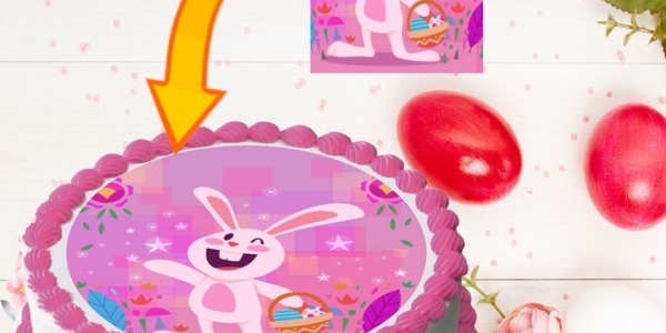 Essbare Ostermotive aus Zuckerpapier zur Tortendekoration.